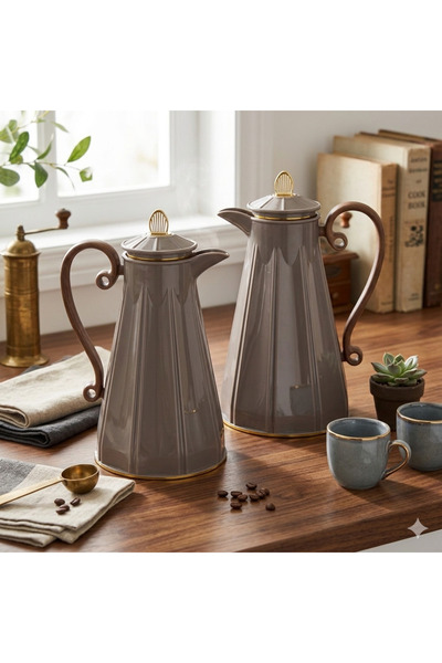 Alaska طقم ترامس ألاسكا مكون من قطعتين لون رمادي يد خشبي