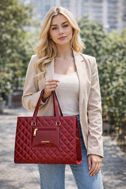 dukidasoturkiye Wine Quilted Patterned Women Shoulder Bag |   Wine Mt1525