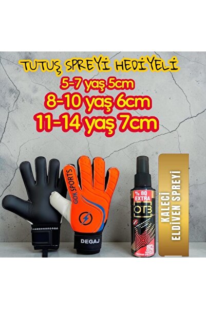 Gök Sports DEGAJ Çocuk Kaleci Eldiveni Bilek Bandajlı Kaleci Tutuş Eldiveni S...