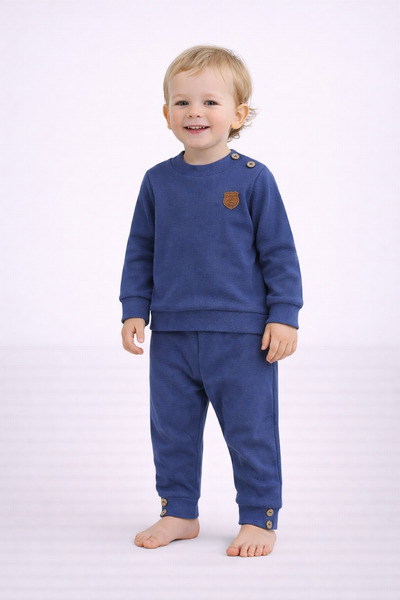 dinamik çocuk Unisex Boys Girls Kids/Babies Solid Color Ribbed Top and Bottom...