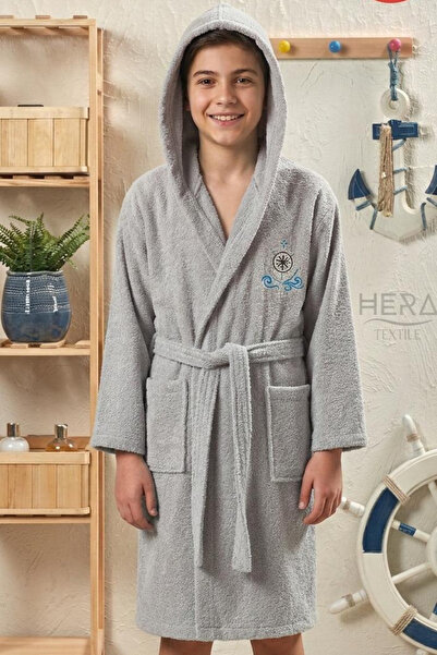 HERA 100% Cotton Hooded Young Children's Bathrobe, Pack of Belt Unisex