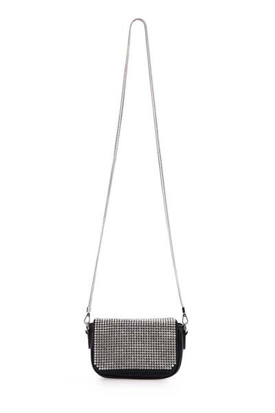 ÇÇS أسود نسائي مرصّع بالأحجار حمالة سلسلة قطعة حقيبة كتف 17053