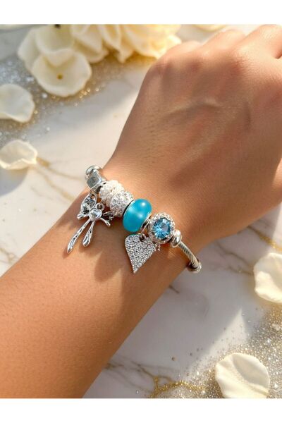 Aylin Bijuteri Charm Detaylı Çelik Bileklik