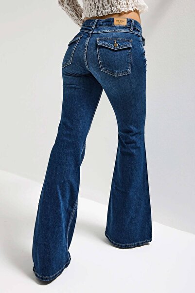 it's basic Blugi de damă, culoare albastră, 2w5-5 SLN05, cu talie medie, cu c...