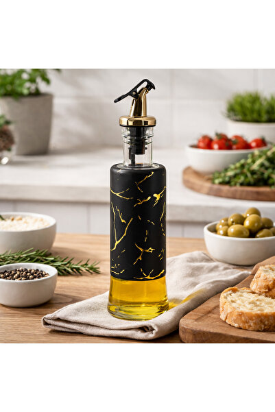 OEM Recipient pentru Ulei și Oțet din Sticlă cu Design Negru-Marble, 320ml