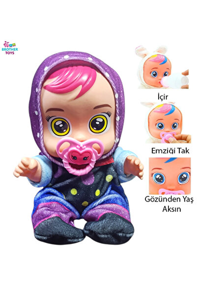 Brother Toys Ağlayan Bebek Gözyaşı Akıtan Bebek Mor Elbiseli Bebek