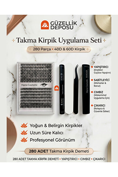 Güzellik Deposu 280 Parça Takma Kirpik Seti - 40D & 60D İpek Kirpik , Yapıştı...