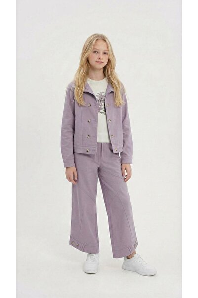 Cansın Mini Ροζ Πουκάμισο με Λεπτομέρεια Διπλού Κουμπιού και Παντελόνι, Κοριτ...