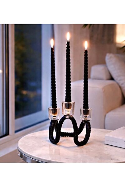 zepce design Cam 3'lü Mumluk Siyah