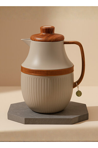 ALQANNAS ترمس شاي وقهوة فاخر سعة 1 لتر | لون رمادي فاتح وفضي، تصميم أنيق يحاف...