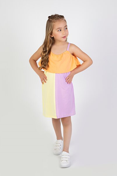 Harika KIDS Girl's Multicolor Above Knee Combed Beach-Pool-Sea Dress