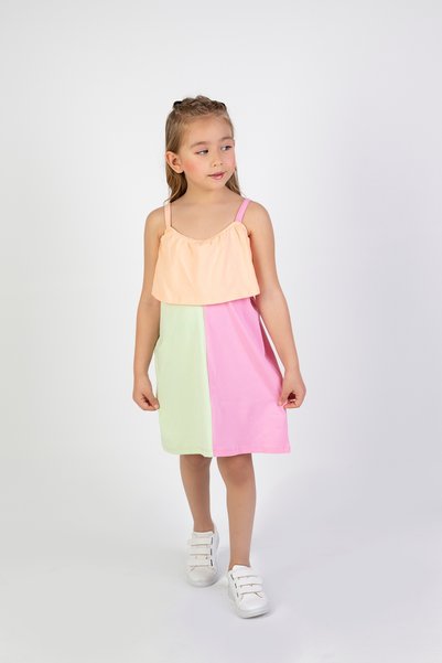 Harika KIDS Girl's Multicolor Above Knee Combed Beach-Pool-Sea Dress