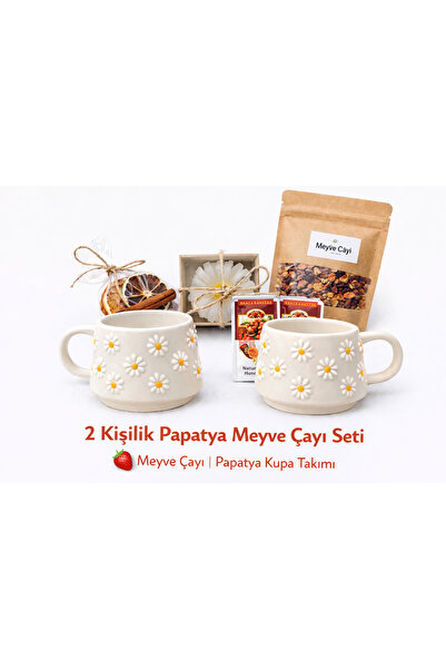 shaymia natural Papatya Konseptli Çay Hediye Seti – Papatyalı Kupa & Meyveli ...