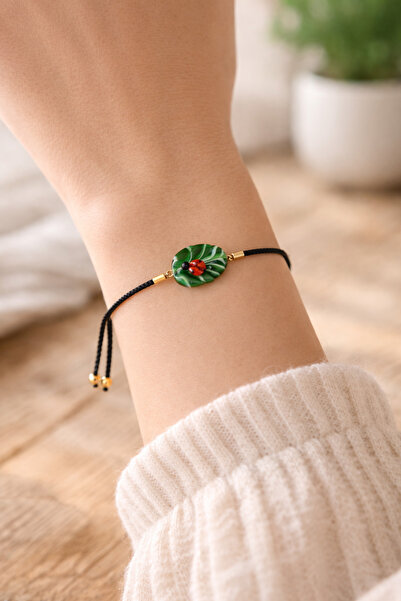 ADAMODART سوار من الخرز الزجاجي المورانو على شكل فراشة الحظ على ورقة الشجر