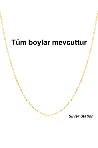 Silver Station Altın Renk Gümüş İnce Zincir Kolye 40-45-50-55-60-75 cm