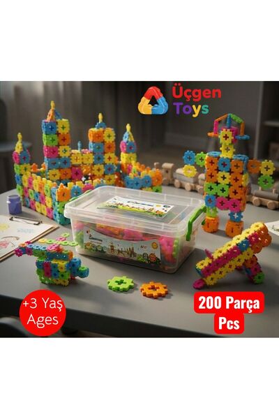 ÜÇGEN TOYS 200 Parça Eğitici Building Blocks-Renkli Zeka ve Beceri Oyunu