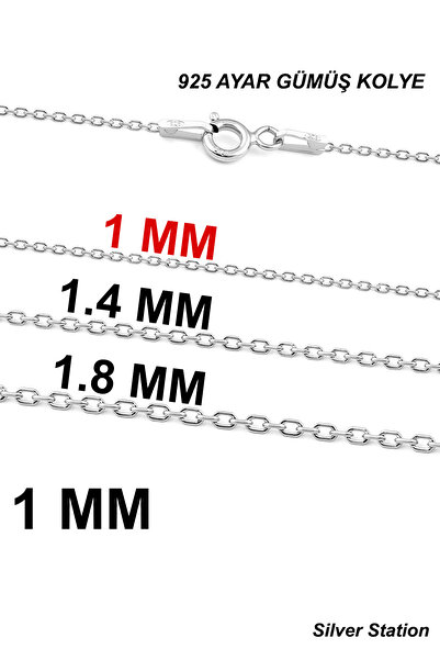 Silver Station 925 Ayar Gümüş 1 Mm Kolye Zincir 40-45-50-55-60-75 cm