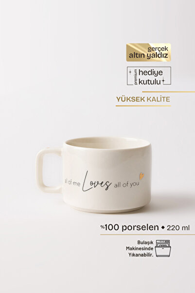 TUSE LIVING All of You Gerçek Altın Yaldızlı Yazılı Porselen Kupa 220 ml