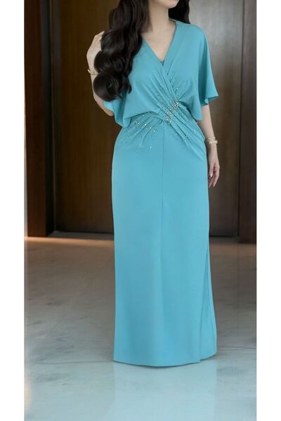 Opera Fashion فستان سهرة طويل ناعم بتفاصيل كريستال أنيقة