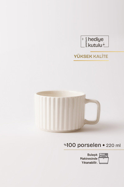 TUSE LIVING Relief Tırtıklı Porselen Kupa 220 ml