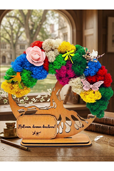 OEM Cadou Copacul Vietii, cu licheni stabilizati, din lemn bej, „Directoare”,...