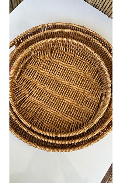 zeynepin dükkanı 3 adet hasır kahve çay sunum dekor tepsi