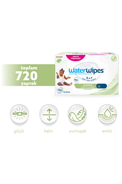 WaterWipes Bio Küçük Çocuk Islak Mendil 12×60 Adet (720 Yaprak) – Toddler