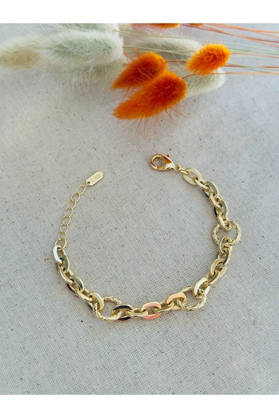 Snartun سوار نسائي من الفولاذ المقاوم للصدأ بسلسلة بيضاوية سميكة ذهبية اللون ...