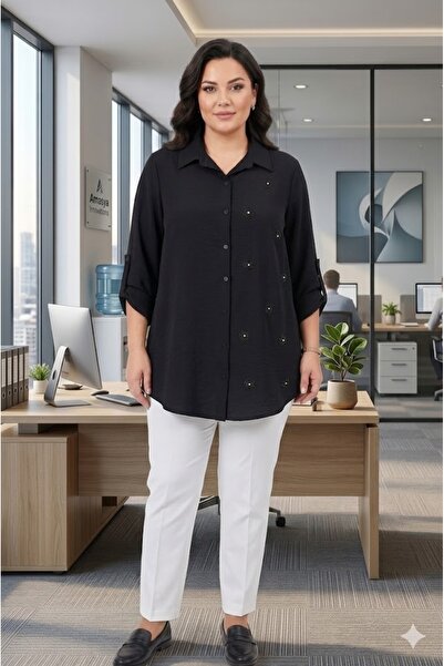 elma abone Plus Size Women's Ayrobin K Linen Daisy Shirt