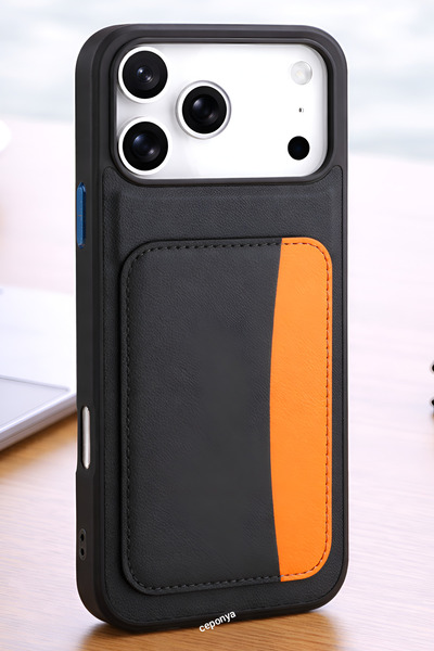 Ceponya غطاء سيليكون لهاتف iPhone 17 Pro Max مع حامل بطاقات Zore X-Kart
