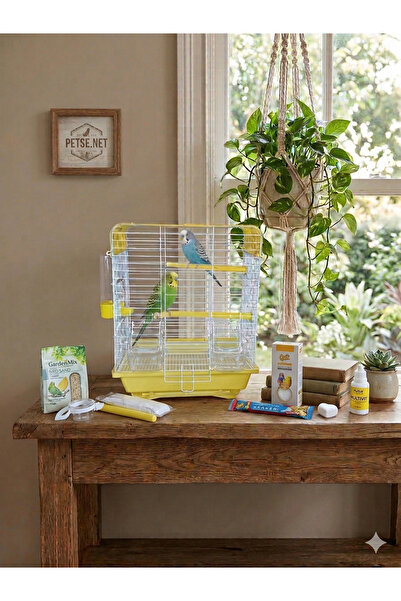 BAMBU PETSHOP Muhabbet Kuşu Kafesi Süper Full Set - Yem, Tül, Vitamin ve Tüm ...