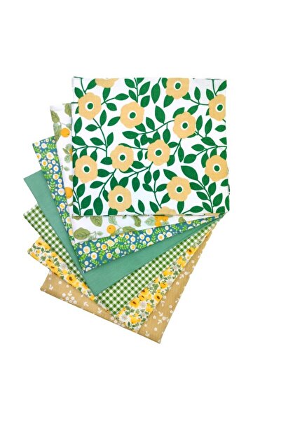 Choice1 25x25cm light green 7 pcs green floral checkered cotton fabric, suita...