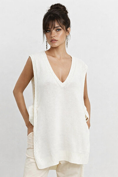 Be Best Γυναικείο πλεκτό πουλόβερ εκρού BE271