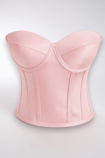 FİYPER Corset din satin pudra Bustier Mărimea gata