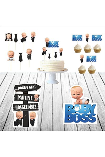 SİYAH PARTİ EVİ Patron Bebek Doğum Günü Maketi / Pasta Süsü Seti