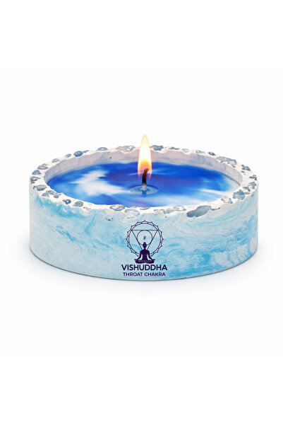 Dad&Children Home Vishuddha Boğaz Çakra Mumu - Doğal Taşlı El Yapımı Premium Mum