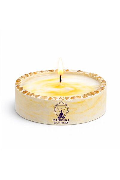 Dad&Children Home Manipura Solar Pleksus Çakra Mumu - Doğal Taşlı El Yapımı P...