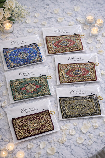 FİORE HEDİYELİK 50 Adet Kartlı Etnik Desenli Cüzdan Kına , Umre Hediyelik , K...