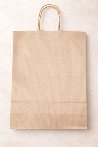 esdekor Sütlü Kahve Kağıt Alışveriş Çanta Karton 52x32 cm 1 Adet Büküm Saplı ...