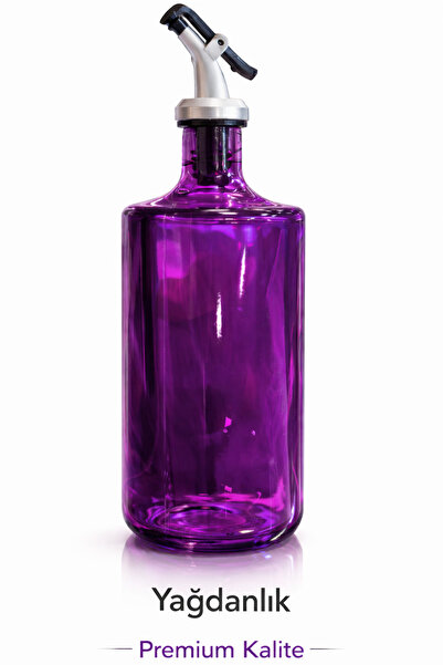 GROVİNG HAİR Mor ve Mavi Cam Yağdanlık 700ml Dekoratif Cam Şişe | Yağ Sirke S...