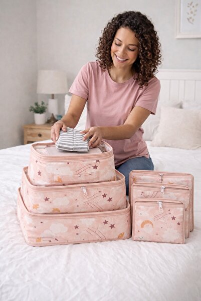 MorPort 6'lı Set Desenli Fileli Bavul Valiz Içi Düzenleyici Çok Amaçlı Organi...