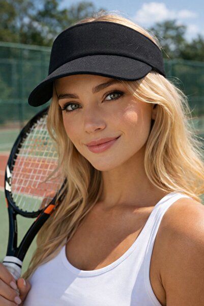 BALIENTE Pălărie neagră pentru femei Tenisci, cu vizor deschis, din bumbac piese