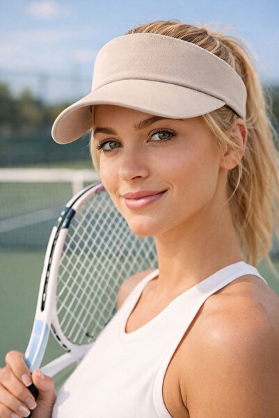 BALIENTE Pălărie de damă Tenisci cu vizor deschis, reglabilă, bej, bumbac piese