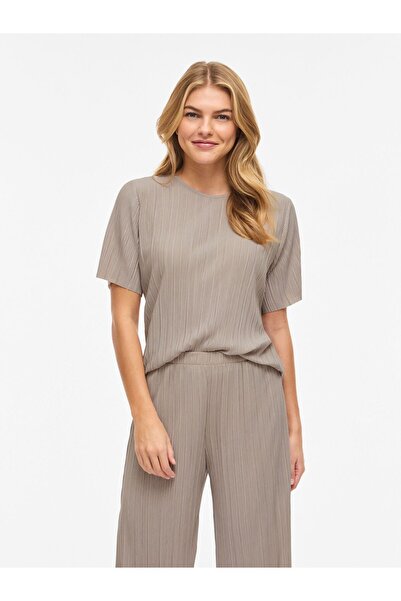 VILA Oberteil mit kurzen Ärmeln VIPLISA Plissierter