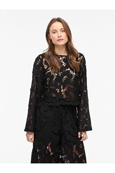 VILA Oberteil mit langen Ärmeln VIHYLDE Spitzen