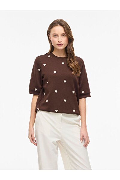 VILA Sweatshirt mit kurzen Ärmeln VISIF Kurzes Rundhals