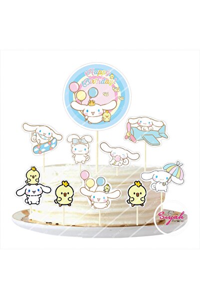 SİYAH PARTİ EVİ Cinnamoroll Doğum Günü Pasta Süsü Seti
