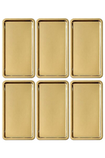 Kitchen Design Lab Paslanmaz Çelik Gold Renk Dikdörtgen Geniş Metal Düz Sunum...