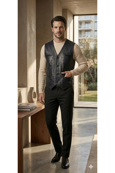 Savran Deri سترة دراجة نارية من الجلد الطبيعي