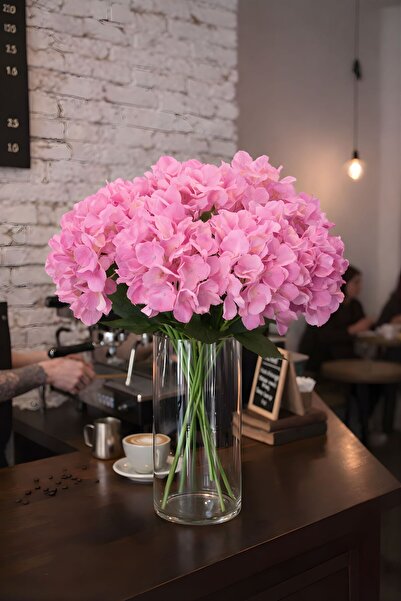 BUSERİSE 1 Adet 5 Dallı Yapay Lüks Ortanca Mor – Gerçekçi Dokulu Dekoratif Çi...